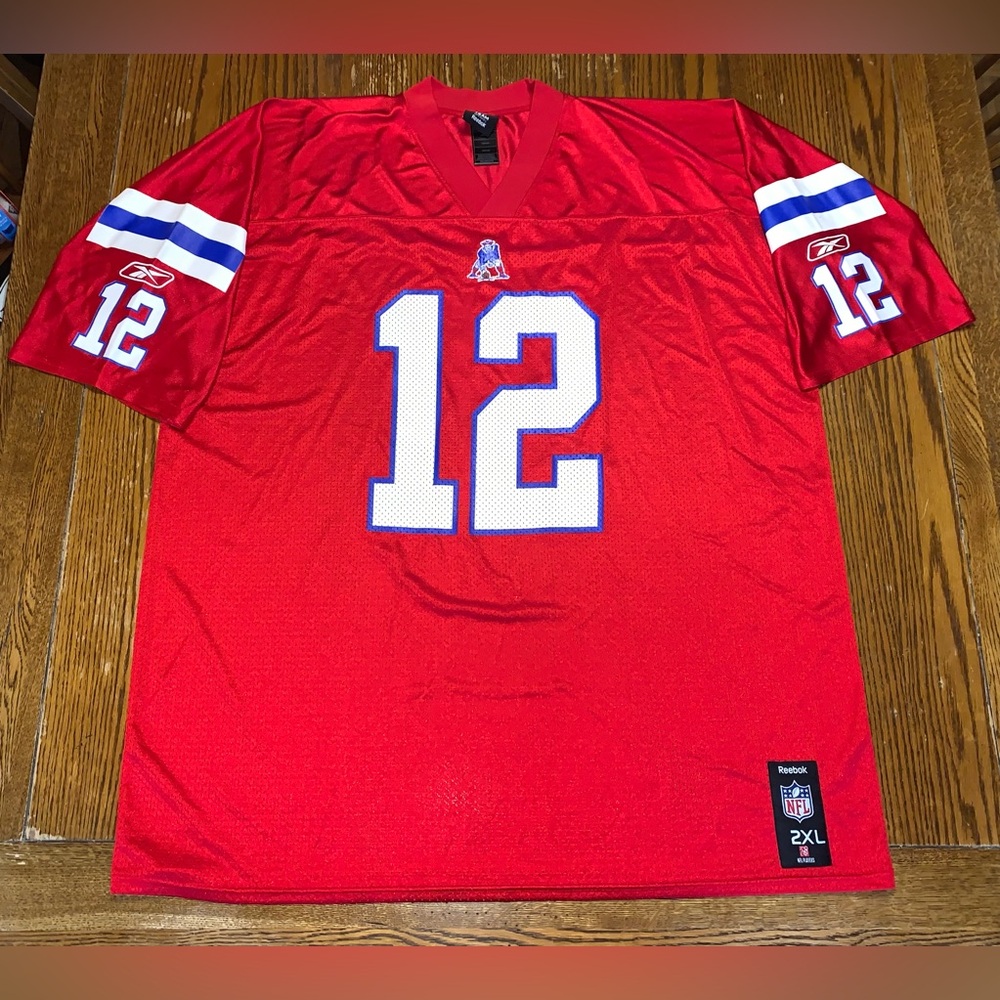 Vintage NFL Team Apparel Reebok Men's Tom Brady 12 Red Football Jersey
